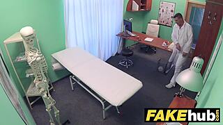 big tits milf chiropractor rides doctor cock after sneaky massage session