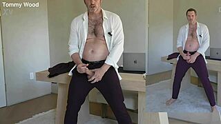 Office boss solo tommy wood jerks his cock for huge cumshot