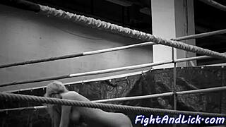 bigtitted eurobabe wrestles lesbian beauty in 69 oral fun