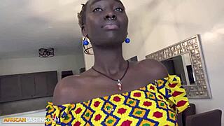 Rough upside-down throatfuck slams big tits black babe!