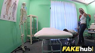 big tits milf chiropractor rides doctor cock after sneaky massage session