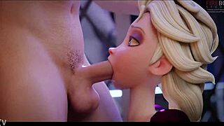 elsa tries her first deepthroat blowjob cumshot 😍💦