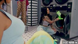 i loved eva maxim's big shemale cock fucking my big ass in laundry room with connie perignon