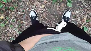 wanna see risky lesbian masturbate in forest?