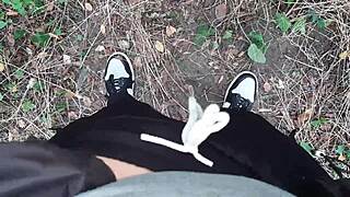 wanna see risky lesbian masturbate in forest?