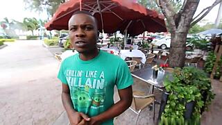 Starving Redhead Artist Chokes on Massive Black Cock Outdoors!