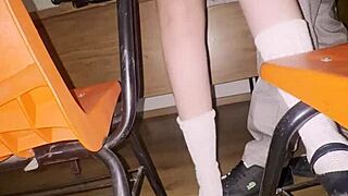 college latina babe in uniform sneaks first time public outdoor fuck with petite friend in school roleplay