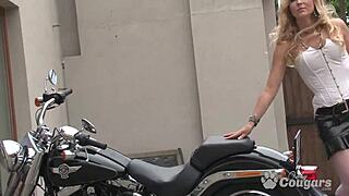 Alyssia Diamond teases naughty on motorcycle