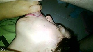 ex girlfriend brunette drops to knees for deep amateur blowjob