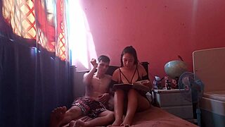 Skinny latina stepsis begs for homework help then deepthroats and takes facial cum