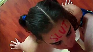 check out this slut with bold lipstick slurping cock pov before getting her face roughly fucked