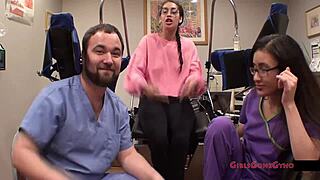 kitty catherine arrives for her tampa university entrance physical with intense anal fingering and nurse glove play backstage