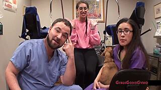 kitty catherine arrives for her tampa university entrance physical with intense anal fingering and nurse glove play backstage