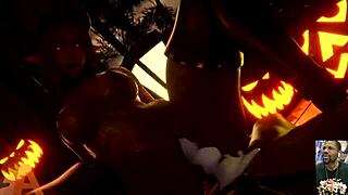 halloween succubus gemma's bald pussy creampied and face cum-drenched!