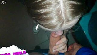 Babe gives blowjob swallows cum in mouth during outdoor padika casting interview