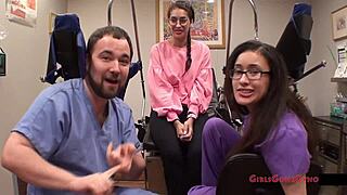 kitty catherine arrives for her tampa university entrance physical with intense anal fingering and nurse glove play backstage
