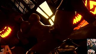 halloween succubus gemma's bald pussy creampied and face cum-drenched!