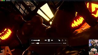 halloween succubus gemma's bald pussy creampied and face cum-drenched!