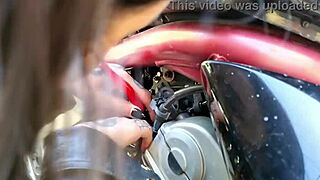 the biker chick dives into her wet pussy with passionate licks and toys