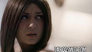 Hot brunette teen Jojo Kiss blows stepdad then rides his cock doggystyle POV