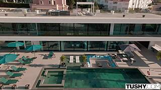 Tushy beauty Eliz bends for intense anal pounding then ass to mouth with trainer