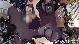 Raw emotions surge in couple's rough shop sex pounding