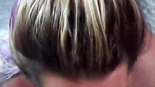 that blonde girlfriend went so deep on my cock with her friend watching the whole sloppy scene