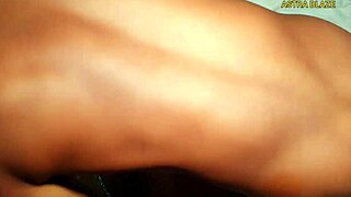 She bends over for sideways pounding from black monster cock until creampie finish