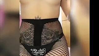 Amateur shakes pierced big boobs on webcam