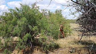 SHY ABORIGINAL MILF DANCES OUTDOORS IN COSTUME COSPLAY