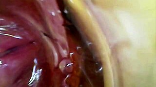 watch this real pussy contract in orgasm... cum mixes deep inside with her juicy squirt under microscope