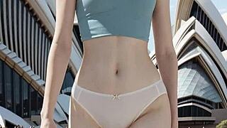 hey, wanna see this cute australian model in lingerie barefoot at sydney opera house?