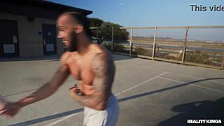 basketball honey with tattoos gets facefucked by hung stud outdoors cumshot reality kings