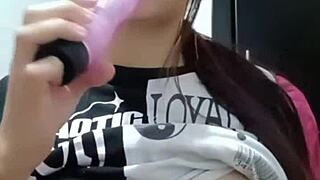 Arab colombian masseuse in lingerie flashes huge ass tits then fucks me with dildo toys backstage