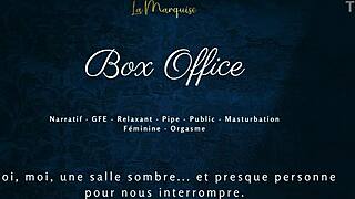 Box Office French Babe Delivers Gentle Public Blowjob with Dirty Talk