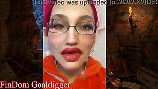 Tall glasses cosplay femdom tempts with her huge kinky cravings
