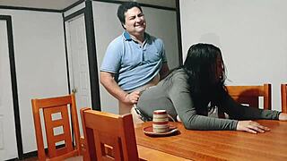 stepmom bent over table, i pounded her while she cleared dishes 😏🍑