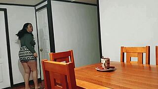 stepmom bent over table, i pounded her while she cleared dishes 😏🍑