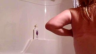 about to shower outside, masturbating to orgasm before creampie fantasy.