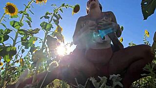 brazilian damiana flashes curvy ass in sunflower field then fucks outdoor voyeur style