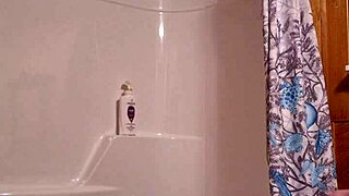 about to shower outside, masturbating to orgasm before creampie fantasy.