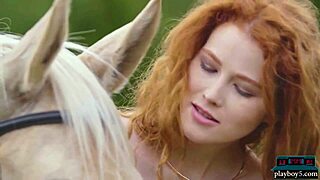 gorgeous redhead milf heidi romanova strips outdoors solo