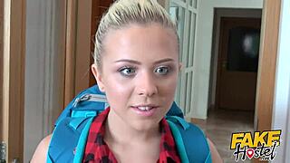 hey tiny blonde teen gets bent over fucked by two backpackers in dorm threesome she sucks rides both