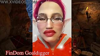 Tall glasses cosplay femdom tempts with her huge kinky cravings