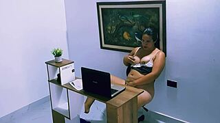 oh god, this chubby latina babe's tits bounce wild sucking big black cock in dorm