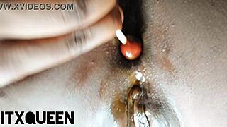 im rippin clothes fingerin big clit with lollipop outdoors wet