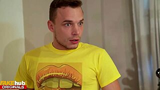 horny stepmom milf offers teen stepson anal creampie after blowjob