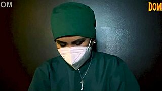 She slips on latex gloves to tease his fetish desires slowly