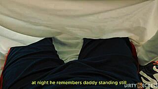 She sneaks in to finger and fuck her stepsons ass quietly on the bed