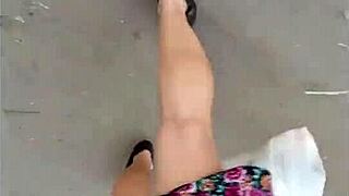 Chubby latina milf bends over for street anal pounding by stranger caught on cam